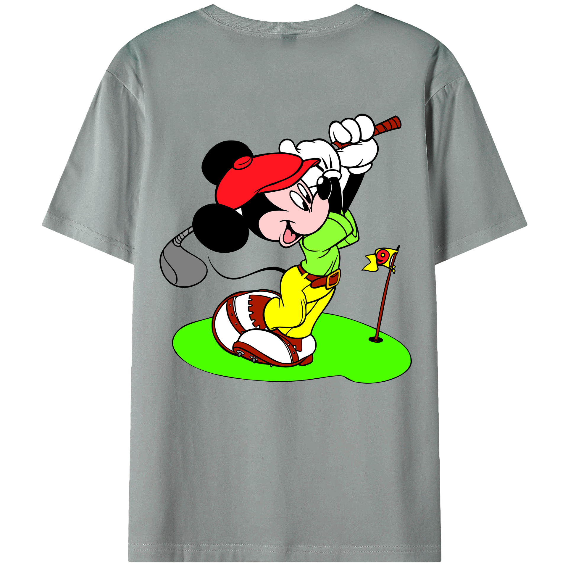 ミッキーマウス Mickey Mouse 綿100％ メンズ半袖Tシャツ（バックプリント） 通気性